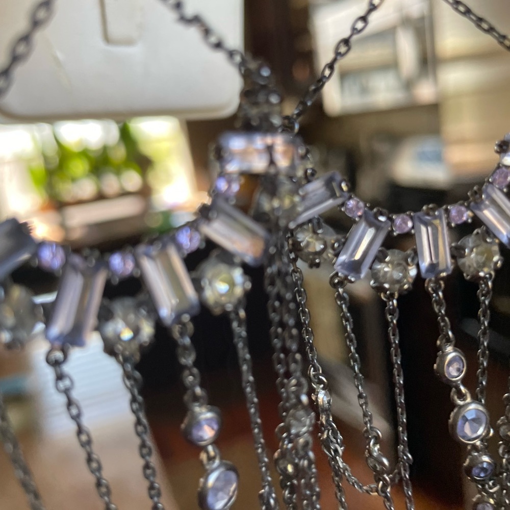 Beautiful dangling black silver and violet earrings